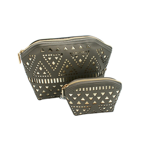 Lady's Fashionable Cosmetic Makeup Bag Zipper Storage Case With Stylish Hollow Out Circle Design - 영상 6