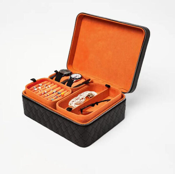 Custom Exquisite Packaging Box With Gift Card Black Leather Cardboard Paper Display Single Watch Jewelry Box - 画像 2
