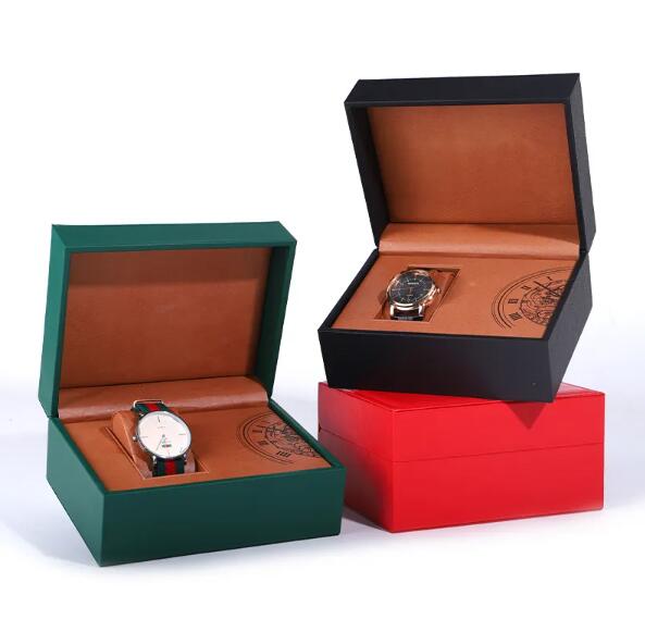 Custom Exquisite Packaging Box With Gift Card Black Leather Cardboard Paper Display Single Watch Jewelry Box - 画像 5