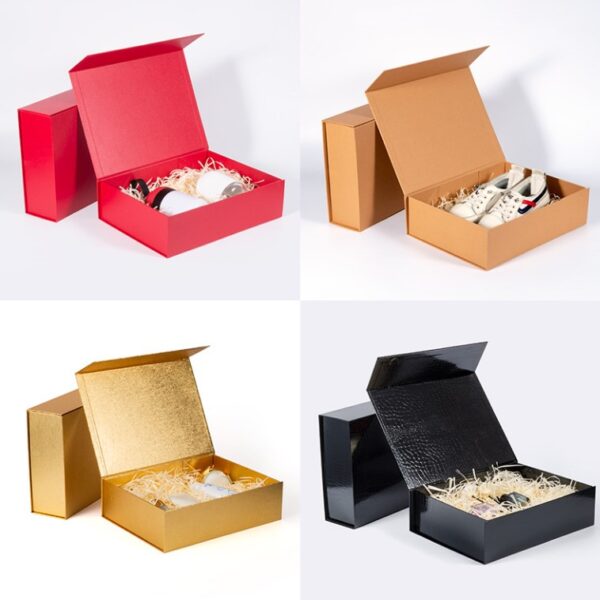 Customized Logo Recycled Cardboard Foldable Gift Box - Magnetic Closure Purple Paperboard Box - 画像 6