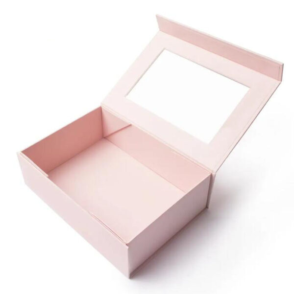 Flip Top PVC Window Black Rigid Cardboard Magnetic Closure Custom Packaging Square Gift Box - Изображение 3