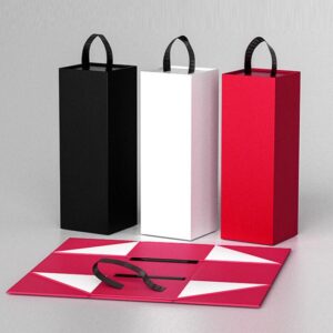 Custom logo Exquisite Red Wine Magnetic Paper Folding Box Foldable Packing Wine Bottle Packaging Gift Wine Box