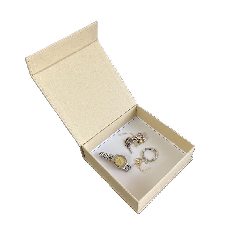 Custom Paper Textured Linen Jewelry Gift Box Fashionable Gift box with logo printing - Imagen 2