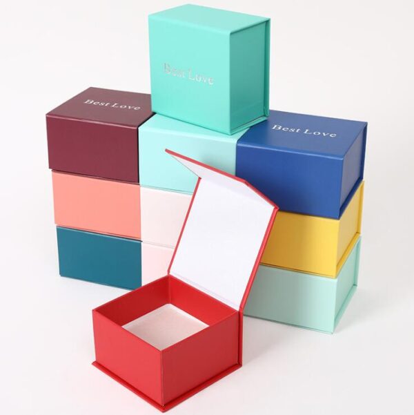 Luxury Custom Cardboard Cosmetic Boxes DesignTemplates Packaging Black Magnetic Lid Gift Box with Ribbon Handles - Image 5