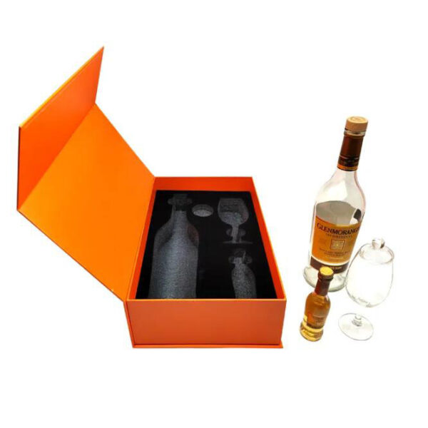 Custom logo Black Luxury Gilding Red Wine Magnetic Paper Folding Box Foldable - 画像 3