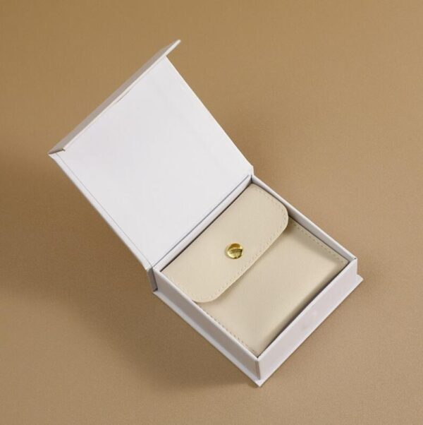Custom Magnetic Flap Earring Jewelry Boxes Rigid Paper Display Box for Women Set Gold logo Plush Green Ring Box - Image 5