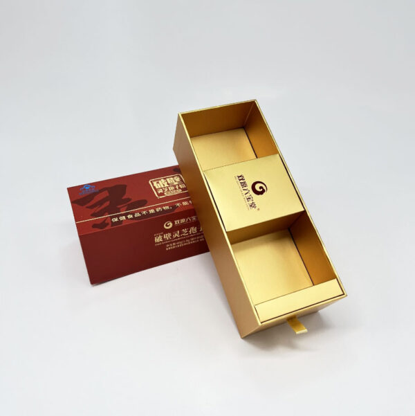 Custom Gold Foil Logo Gift Flip Packaging Box Sliding Jewelry Gift Box with Pouch - 画像 2