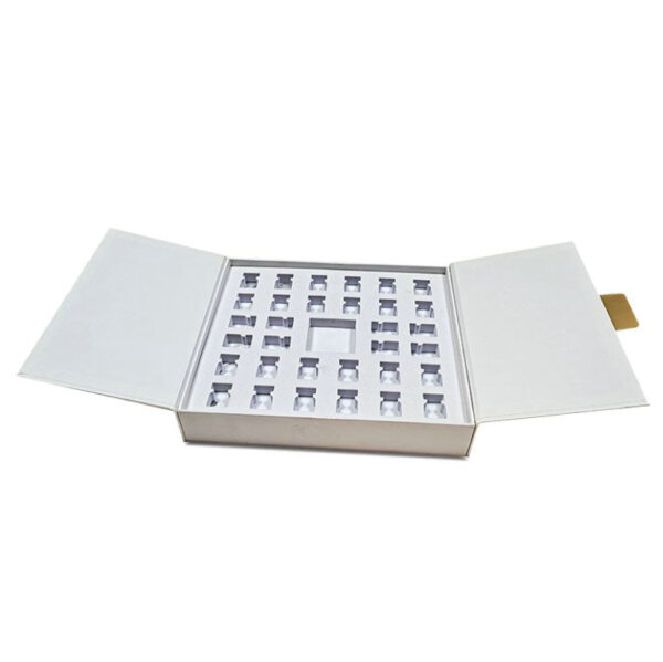 Customized Cosmetic Matt Magnetic Long Paper Gift Box Perfume Sample Set Essential Oil Packaging Box with Foam - 画像 4