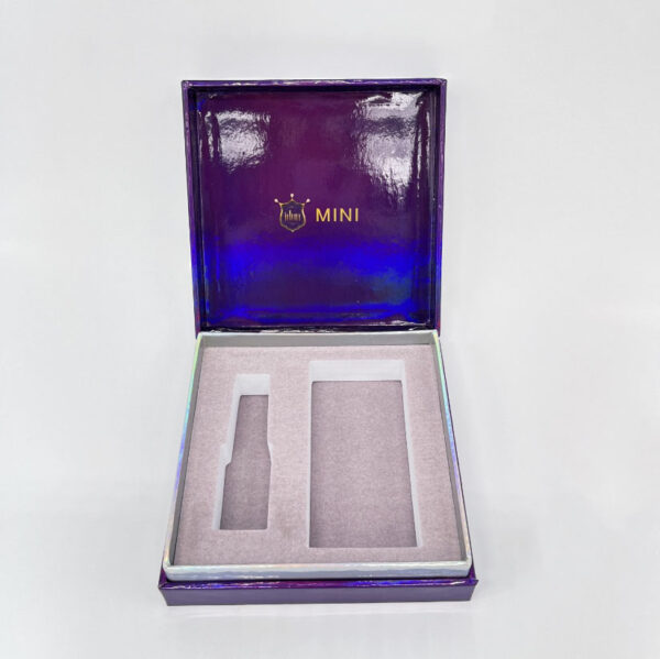 Luxury Custom Holographic Laser Paper Rigid Cardboard Clamshell Perfume Packaging with Premium EVA Insert