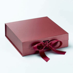 Custom Rigid Paper Gift Box with Ribbon Closure for Linen Bedding and Apparel Packaging
