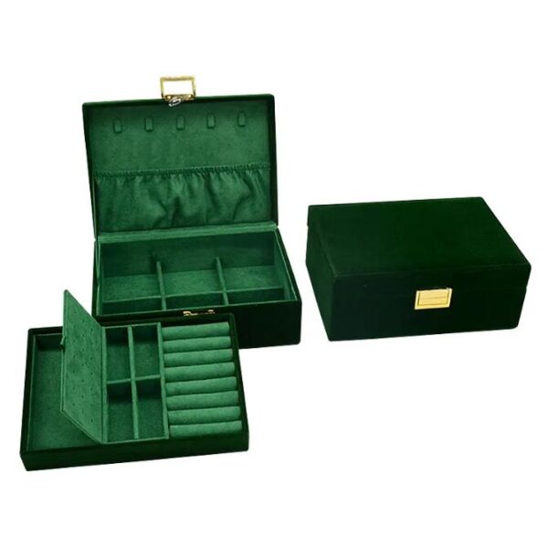 Travel Jewelry Box PU Leather Organizer Double Layer Velvet Gift Packing Portable Mini Storage Necklace Jewelry Boxes - Image 2