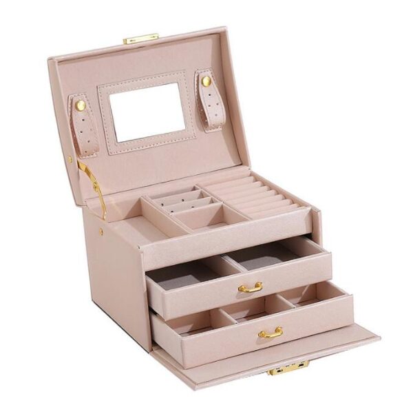 Travel Jewelry Box PU Leather Organizer Double Layer Velvet Gift Packing Portable Mini Storage Necklace Jewelry Boxes - Image 5