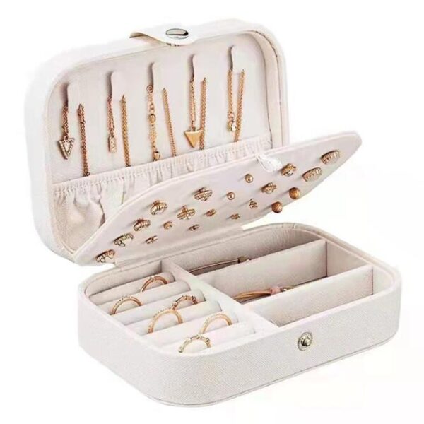 Hot Sale Women Girls Earrings Box Organizer Portable Jewelry Storage Case PU Leather Small Travel Jewellery Boxes with Mirror - Imagem 2