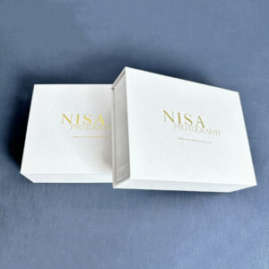 Custom Beautiful White Linen USB Box Photo Storage Box