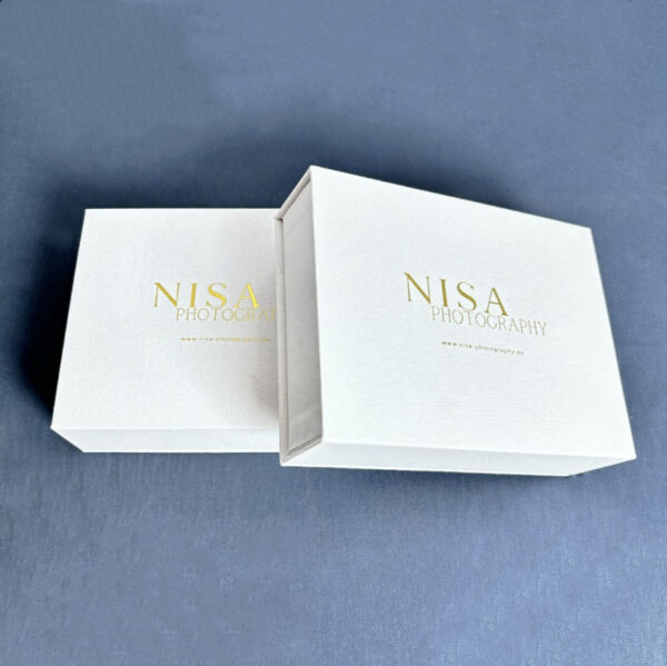 Custom Beautiful White Linen USB Box Photo Storage Box