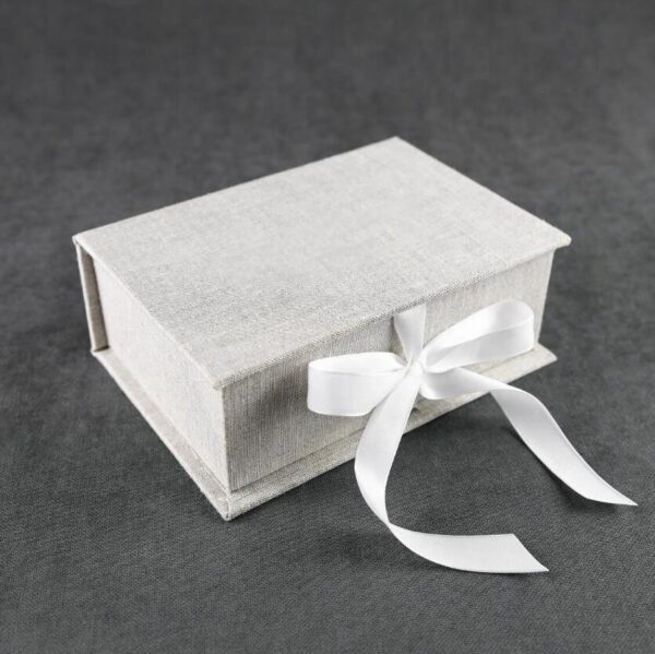 Custom Beautiful White Linen USB Box Photo Storage Box - 画像 3