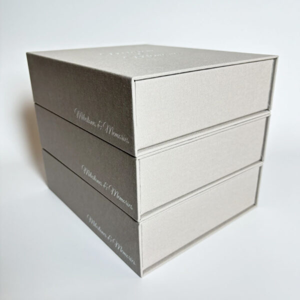 Custom Beautiful White Linen USB Box Photo Storage Box - 画像 5