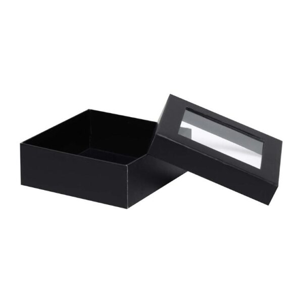 Luxury Unique clear PVC Front Window Cardboard Paper Corrugated Packing Box with Custom logo