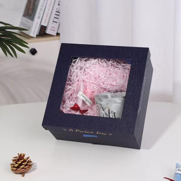 Luxury Unique clear PVC Front Window Cardboard Paper Corrugated Packing Box with Custom logo - 画像 5