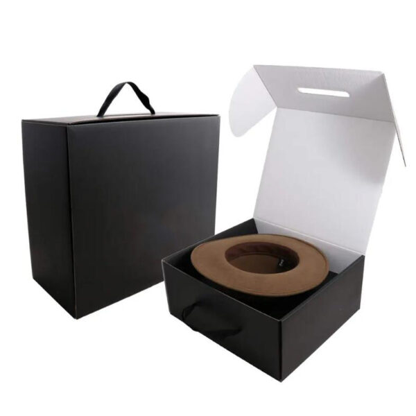 Custom Logo Rigid Cardboard Collapsible Black Folding Magnetic Hat Box Packaging Baseball Cap Gift Box - Imagem 3