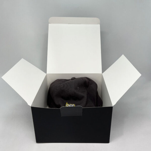 Custom Logo Rigid Cardboard Collapsible Black Folding Magnetic Hat Box Packaging Baseball Cap Gift Box - Imagem 6