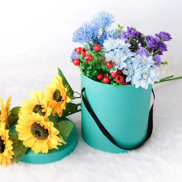 Luxury Custom Printing Flower Box Round Cardboard Gift Box Packaging With Ribbon Handle - Image 4