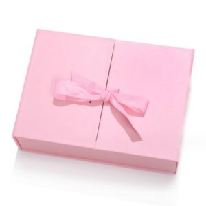 Custom Luxury Double Side Open Glossy Blue Valentine's Gift Boxes with Ribbon Closure