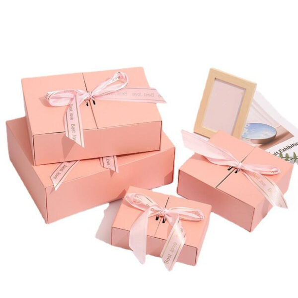 Custom Luxury Double Side Open Glossy Blue Valentine's Gift Boxes with Ribbon Closure - Image 2