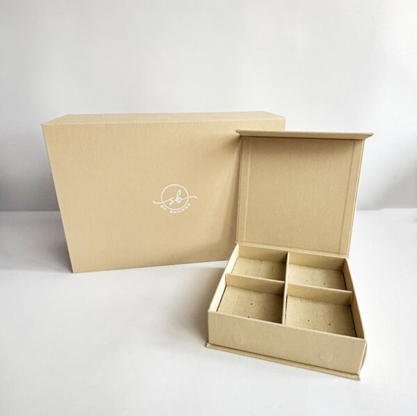 Print Package Cream Gray Linen Box Photographer Gift 4*6 5x7 Photo Linen Prints Holding Box for Glass USB Flash Drive - Bild 2