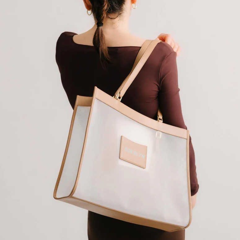 Extra Large Travel Beach Tote With Zipper Pocket Waterproof Mesh Pool Bag Pu Cotton Handle For Cruise Swim Vacation Essentials - Imagem 5