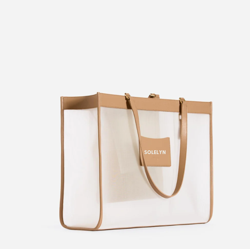 Large Beach Net Fruit Carrying Grocery Tote Shoulder Nylon Mesh Shopping Bag With Letter Handle - 画像 3