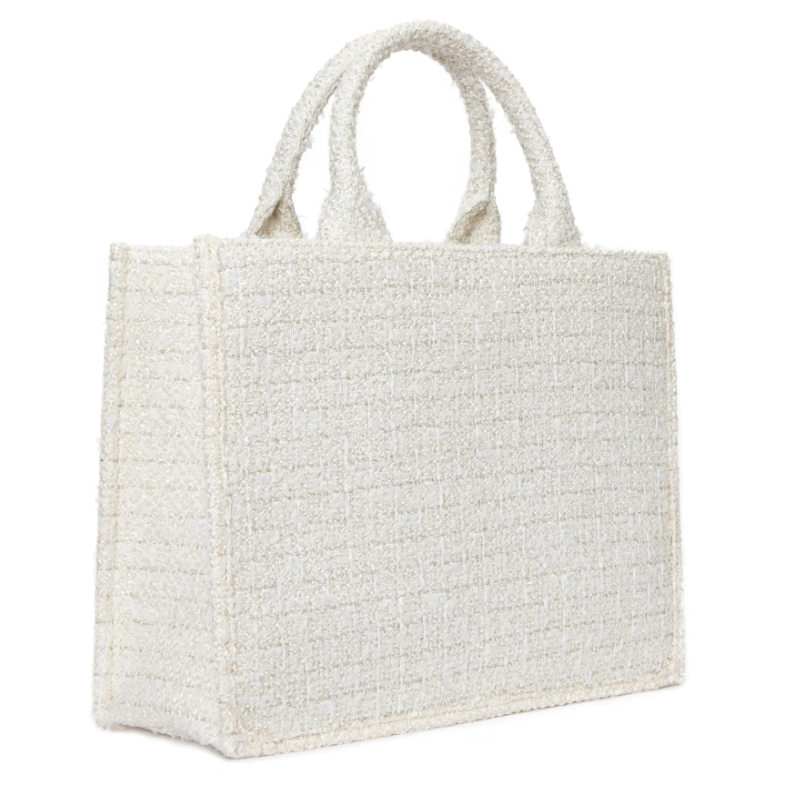 Customization Fashion Women Shopping Tote Handbags Brand Crochet Striped Canvas Tweed Tartan Women's Shoulder Bags - Image 2