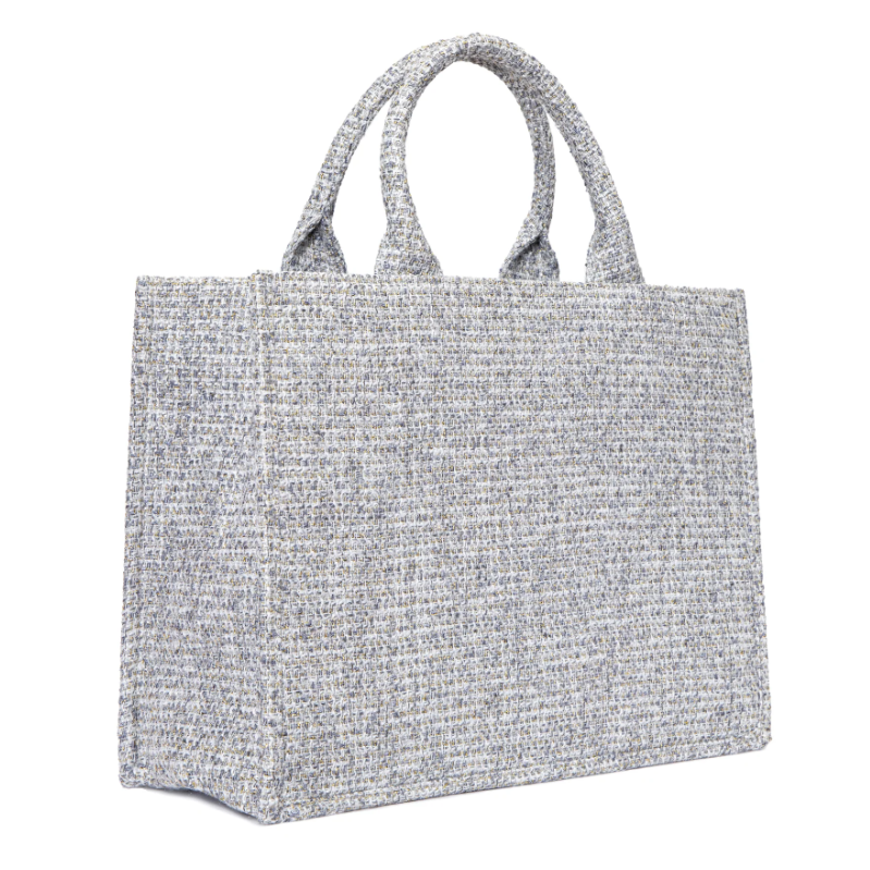 Customization Fashion Women Shopping Tote Handbags Brand Crochet Striped Canvas Tweed Tartan Women's Shoulder Bags - Image 5