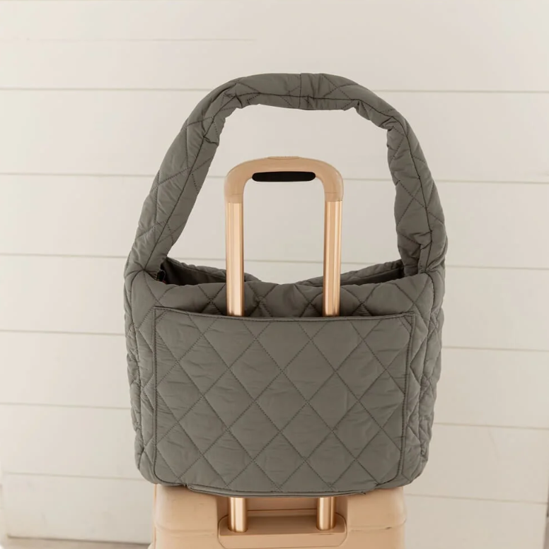 Quilted Nylon Puffer Shoulder Bag Tote Zippered Lightweight Large Capacity Nylon Tote Bag - 画像 4