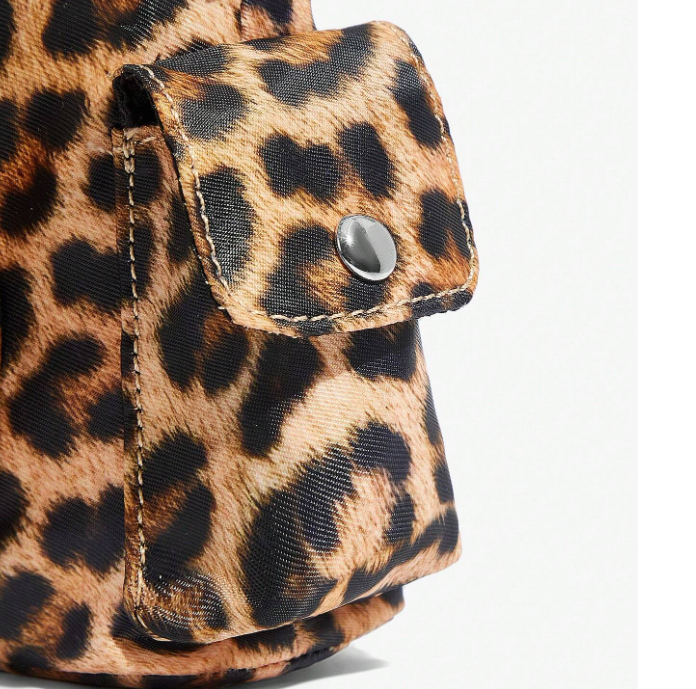 Fashion Women's Leopard Print Pu Leather Shoulder Bag Vintage Zipper Underarm Bags - Imagem 5