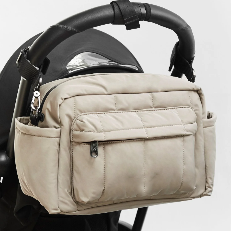 Portable Mommy Diaper Bag Open Closure Polyester Lining Two Handles Hanging Storage For Baby's Newborn Stroller Decorated Letter - Imagen 2