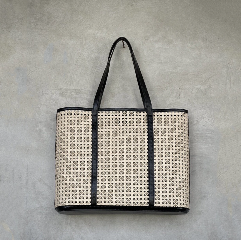 Women Handmade Large Rattan Woven Tote Shopper Bag - صورة 4