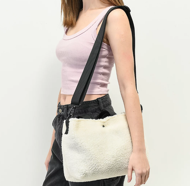 Large Portable Teddy Tote Bag Soft Fluffy Furry Women's Zipper Open Tote Bag Travel Weekender Tote Bag - 画像 2