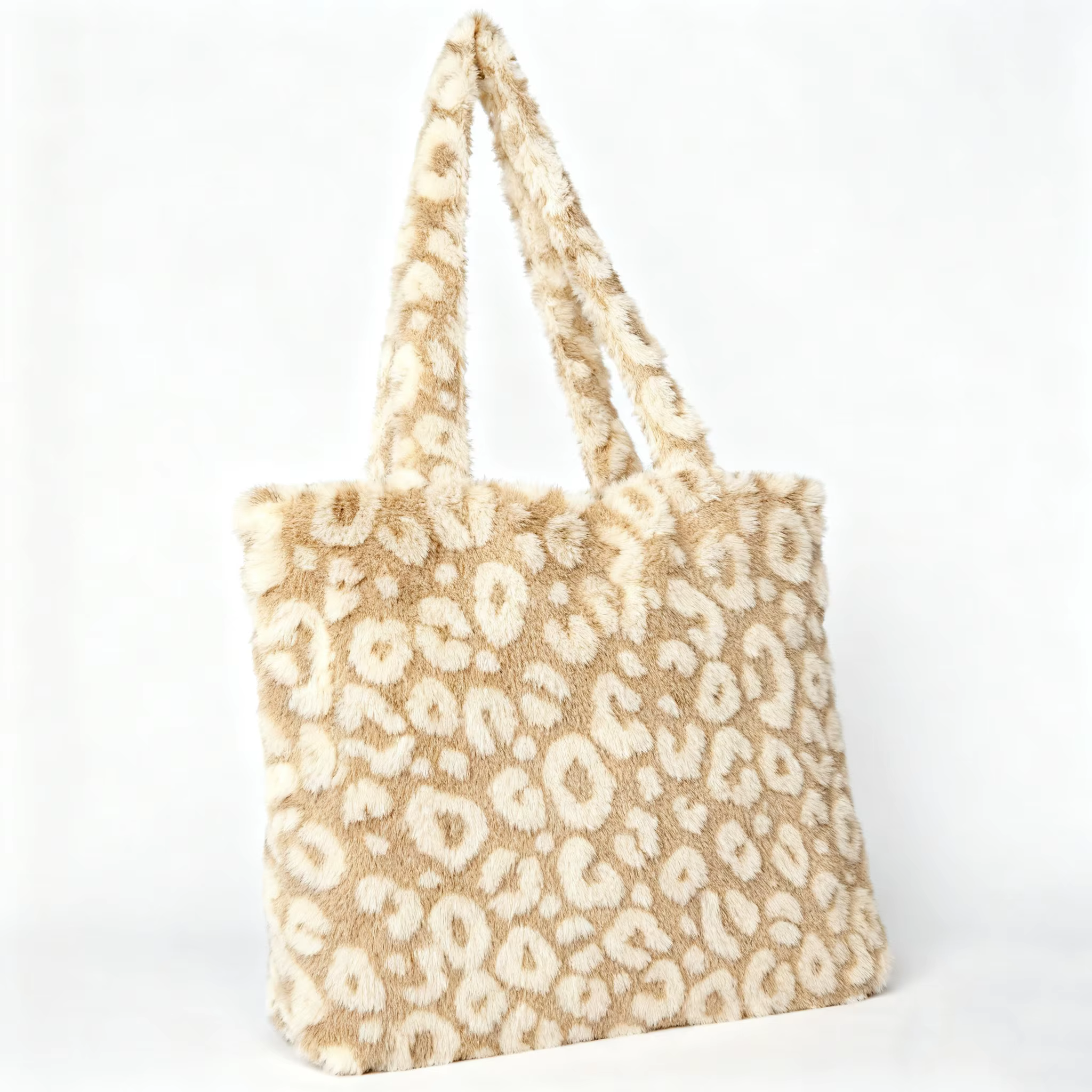 Large Capacity Shoulder Leopard Teddy Tote Bag New Vintage Simple Shoulder Bag